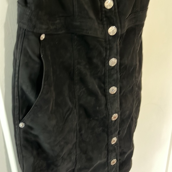 Abercrombie and Fitch medium black tank button up short mini velvet dress - Picture 3 of 5